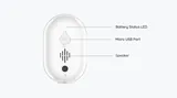 KAAMERAMAAILM.EE - Tagumine vaade Valvekaamera Reolink Argus 3 (Valge) PRO 2K 4MP juhtmevaba kaamera koos liikumisvalgustusega näitab aku oleku LED üleval, Micro USB port keskel, ja kõlar allosas, iga (2/5)