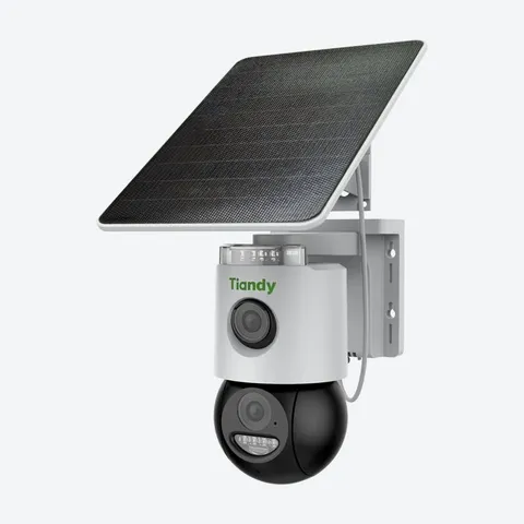 Tiandy TC-H363U 8DA-4 – Kahe objektiiviga 3MP+3MP 4G LTE päikesepaneeliga pööratav akukaamera, 10400 mAh, 7,6 W päikesepaneel ja automaatne jälgimine