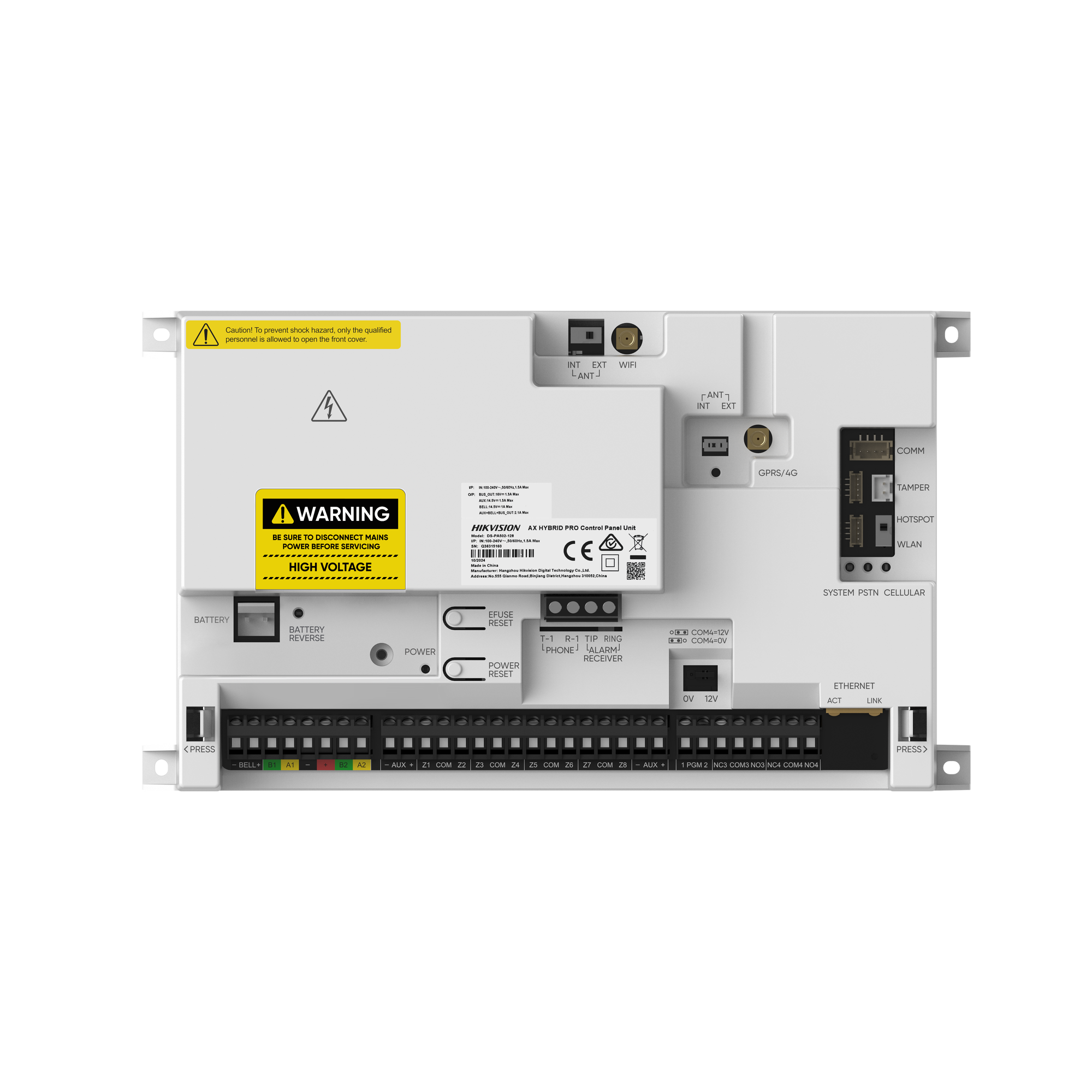 Juhtmega Hybrid keskus DS-PA502-128