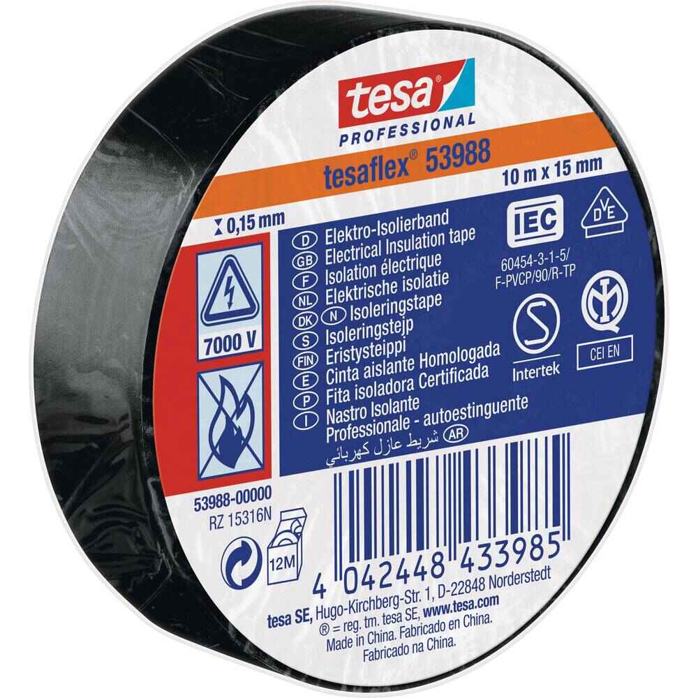Elektriisolatsioonteip 53988-00005-00 PVC 10m x 15mm must