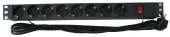 PDU Toitepaneel SW-1U-9G-MS-P 19" 1U 9-pesa lülitiga must