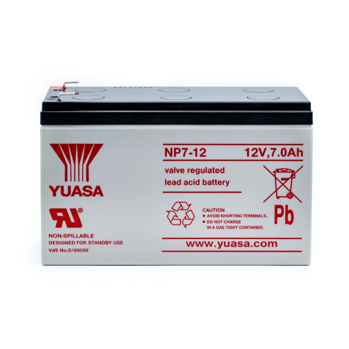 Yuasa YU-NP7-12 hooldusvaba pliiaku • 12V • 7Ah • A/D terminal • 151x65x97,5mm