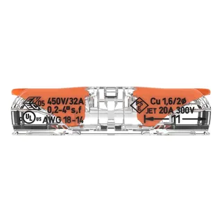 Liitmik 221-2411 450V 2x0.2-4mm² läbipaistev/oranž