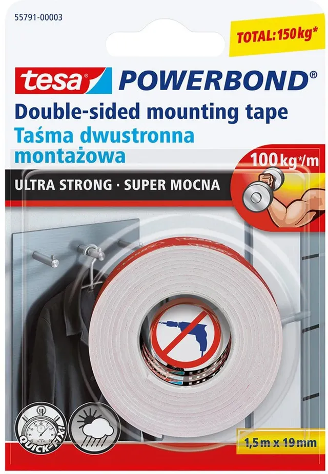 Kahepoolne teip 55791-00003-01 1.5m x 19mm sise+väli | kaameramaailm.ee Kahepoolne teip 55791-00003-01 1.5m x 19mm sise+väli