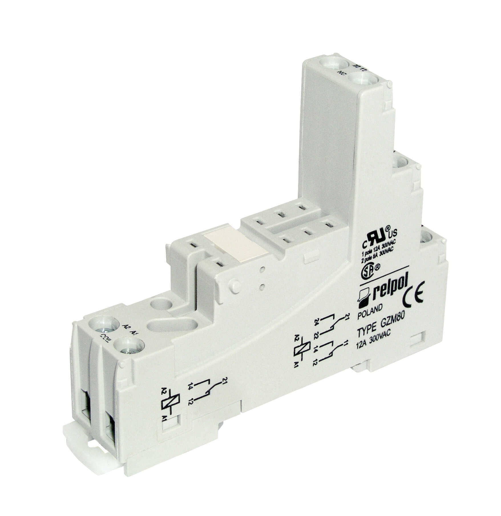 Relee DIN liistule GZM80-12-8A 12V 8A 1 kontaktipaar