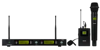 Topelt UHF käsimikrofon MSH‑898‑512 lipsumikrofoniga