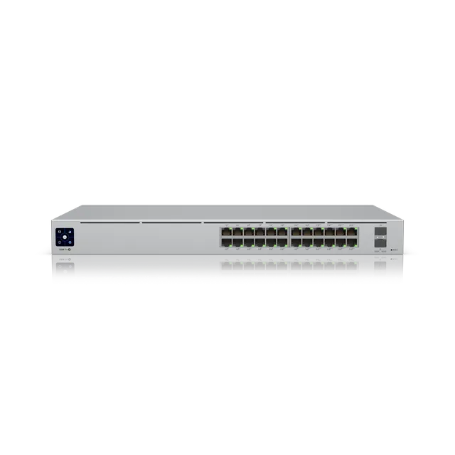 Ubiquiti USW-Pro-24-PoE UniFi manageeritav switch • 24 porti, 400 W PoE++ • 19" rack 1U | kaameramaailm.ee Ubiquiti USW-Pro-24-PoE UniFi manageeritav switch • 24 porti, 400 W PoE++ • 19" rack 1U