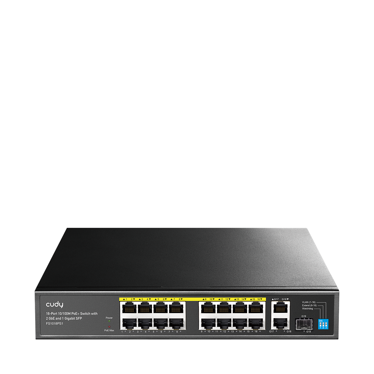 Switch FS1018PS1 16-porti 10/100Mbps PoE+ 2xporti GbE Uplink 1xpesa 1G SFP Unmanaged