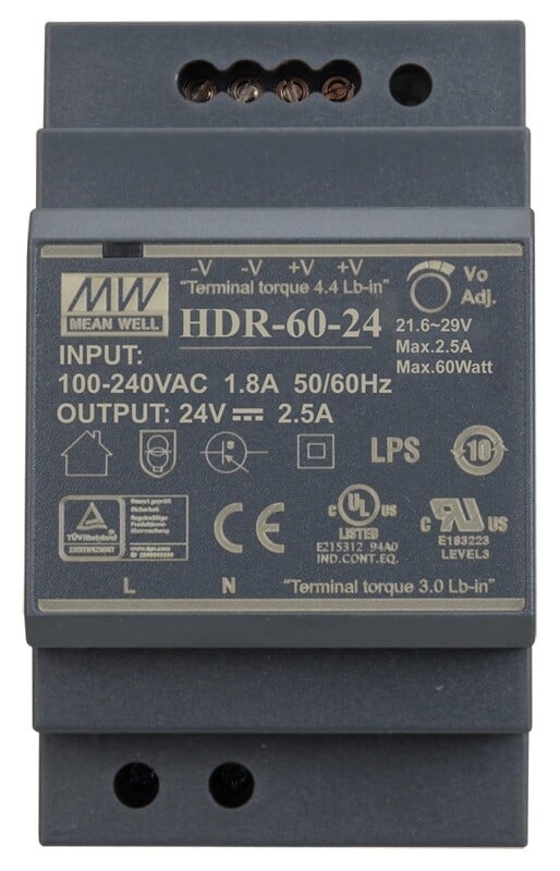 Lülitustoiteplokk HDR-60-24 60W 24VDC 2.5A