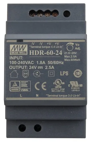 Lülitustoiteplokk HDR-60-24 60W 24VDC 2.5A