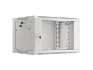 Võrgukapp 19'' 6U seinapealne 600x600x368 kokku pandud klaasuksega valge