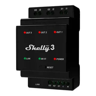 Shelly Pro 3 - DIN-liistule paigaldatav 3-kanaliline nutirelee
