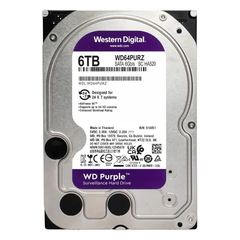 Western Digital Purple 6TB kõvaketas videovalvesüsteemidele