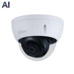 KAAMERAMAAILM.EE - Dahua IPC-HDBW3541E-AS 5MP IP kuppelkaamera Lite-AI IR50m ja 2,8mm (98°) objektiiviga, mis on kujutatud valge läbipaistva katte ja musta objektiiviga, on pinnapealne; vasakusse ülanurka on märgitud tekst "AI".