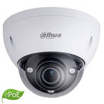 KAAMERAMAAILM.EE - Valge kuppel turvakaamera märgistatud Dahua Technology pakub Dahua IPC-HDBW5831EP-ZE-2712 8MP IP kuppelkaamera (WDR IVS IR50m mSD alarm audio H.265 ms2.7-12mm). Roheline ePoE logo on vasakus alumises nurgas.