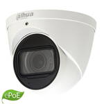 KAAMERAMAAILM.EE - Valge Dahua IPC-HDW5631E-ZE 6MP IP kerakaamera musta objektiiviga on pinnapealne. Roheline ePoE logo vasakul allosas rõhutab selle täiustatud Power over Ethernet- ja WDR-funktsioone.