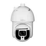 KAAMERAMAAILM.EE - Dahua SD8A840WA-HNF 8MP IP Starlight PTZ-kaamera 40-kordse suumiga, kuni 500 m kaugusele ulatuva infrapuna, automaatse jälgimise, AI-funktsioonidega ja klaasipuhastiga on kujutatud ettepoole, tavalise tausta taustal.