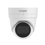 KAAMERAMAAILM.EE - Valge Longse LIRABSS500 IP-kaamera (5MP Sony Starvis, 2,8mm objektiiv, 40m IR, POE, microSD tugi) lae- või seinakinnituseks, näidatud isoleerituna tavalisel taustal.