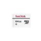 KAAMERAMAAILM.EE - Sandisk 64G MicroSDXC Class 10 mälukaart on valge, millel on musta tekstiga SanDiski logo ja mahutavus.