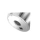 KAAMERAMAAILM.EE - Q8414-LVS METAL turvakaamera on hõbedase kuppelkujulise disainiga. Valge pinnale paigaldatud ja altpoolt vaadatuna on selle keskne objektiiv paigutatud siledasse metallist korpusesse, mille serva lähedal on väike ristkülikukujuline sensor.